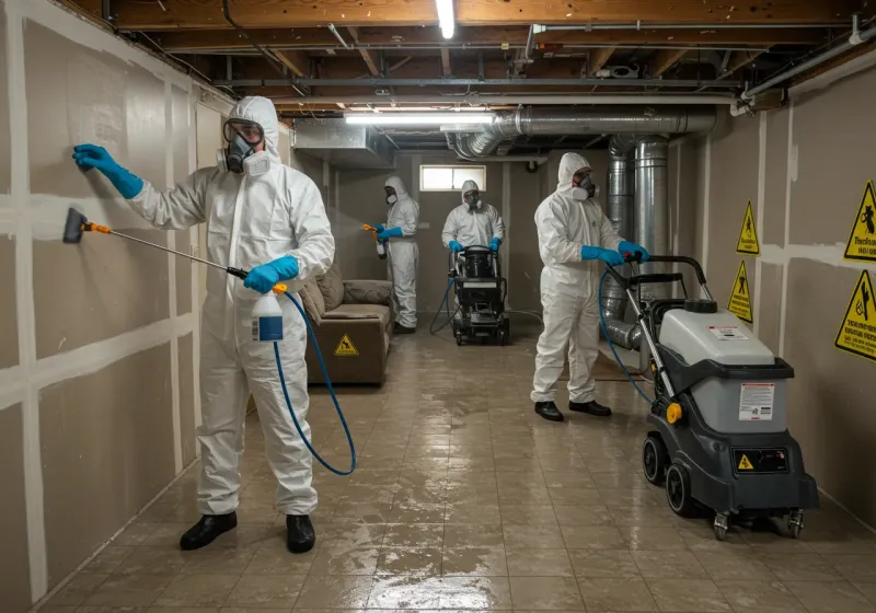 Basement Moisture Removal and Structural Drying process in Holtville, AL